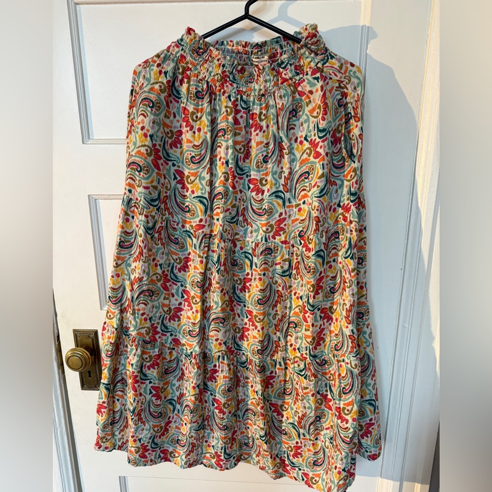 Marine Layer Corrine Paisley Double Cloth Cotton Maxi Skirt Medium